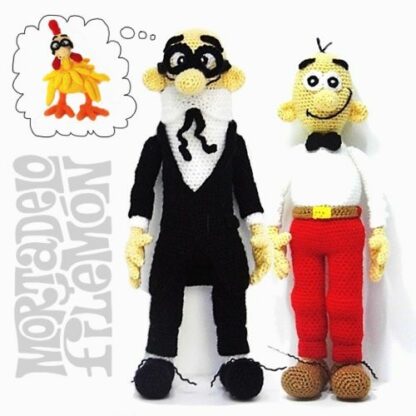 Patrones Amigurumi Mortadelo, Filemón y Mortadelo disfrazado de pollo