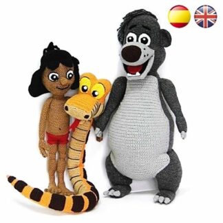 Patrones Amigurumi Mowgli, Baloo y Kaa (El Libro de la Selva)