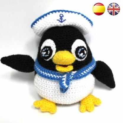 Patrón Amigurumi Baldomero, el pingüino marinero