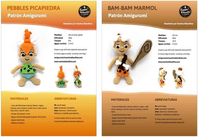  Patrones Amigurumi Pebbles Picapiedra y Bam-Bam Marmol 