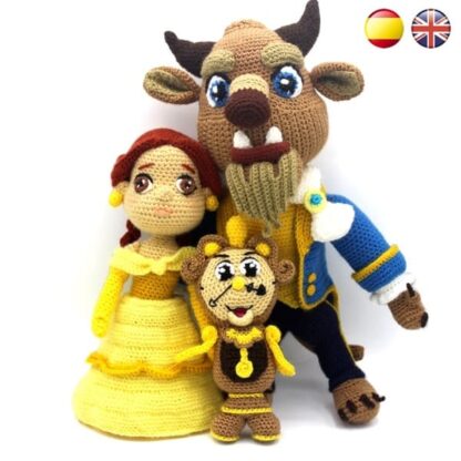 Patrones Bella, Bestia y Din-Don amigurumis