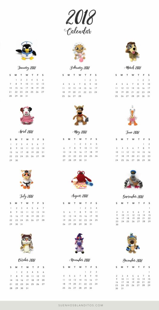 Calendario Amigurumi 2018 Para Imprimir