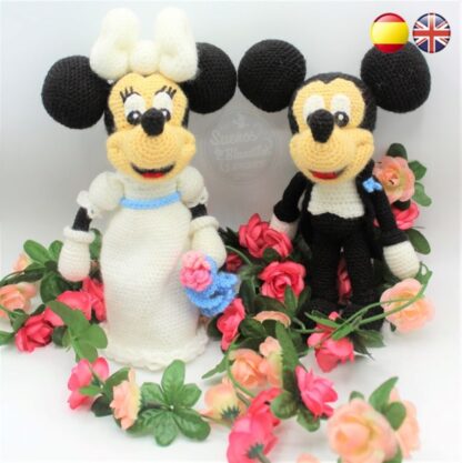 Patrones amigurumi Mickey novio y Minnie novia